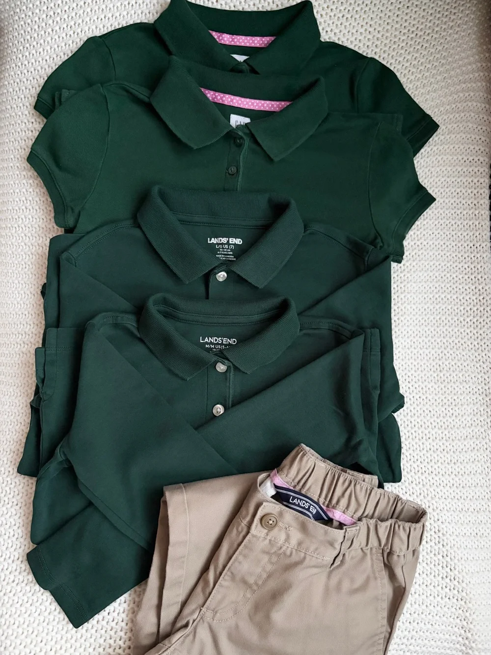 2pc Bundle GAP Kids Dark Green Polo School Uniform Shirts size S 6-7 shortsleeve